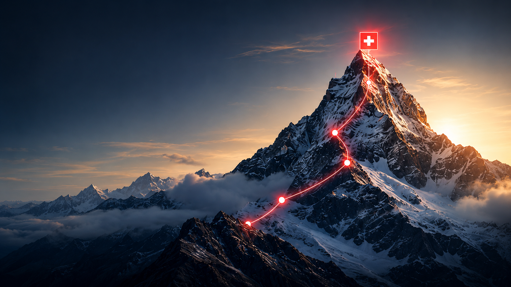 Sommet alpin suisse au lever du soleil